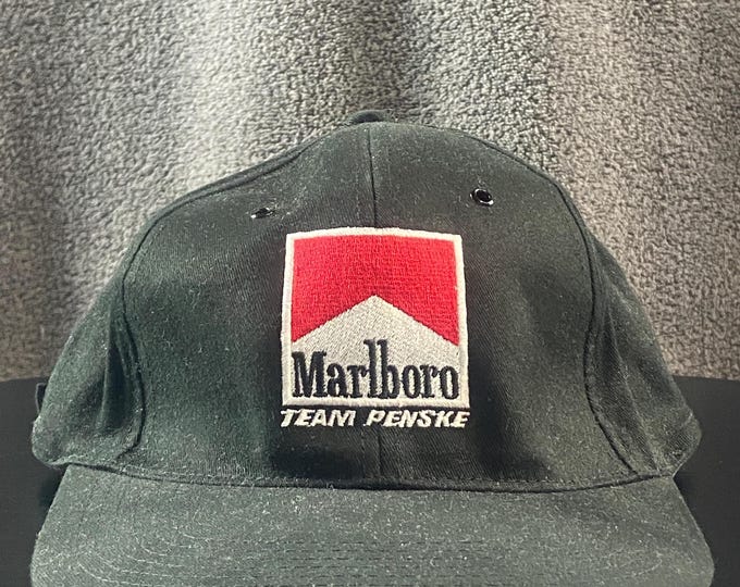 Vintage Marlboro Team Penske Strap back Hat OSFA NASCAR Racing Indy Car Smoking Cigarettes Classic Rare Cap 1990s 90s