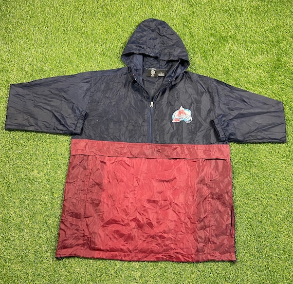 Vintage Colorado Avalanche Windbreaker Jacket Majestic Size Xtra Large XL NHL Hockey Denver 1990s 90s Classic Light Rain Coat As Is