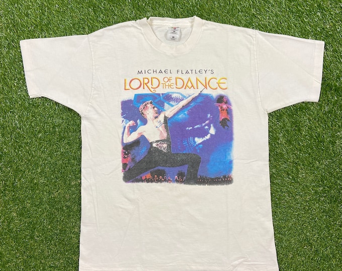 Vintage Michael Flatley Lord of the Dance T Shirt Tee Fruit of the Loom Made USA Size Large L Classic Irish Musical Broadway 1990s 90s
