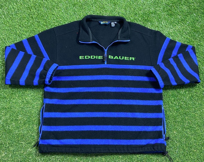 Vintage Eddie Bauer Fleece Sweater Ebtek Size Xtra Large XL American Clothing Apparel 1990s 90s Pull Over Oversized