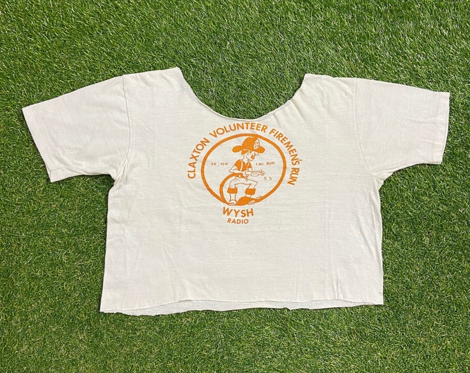 Vintage Claxton Volunteer Firemen Run T Shirt Tee Size Small S Fire Department Fire Truck Police Department 1990s 90s
