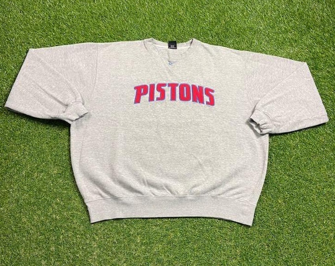 Vintage Detroit Pistons Crewneck Sweatshirt Nike Size Xtra Large XL NBA Basketball Michigan Bad Boys 1990s 90s Pull Over Oversized