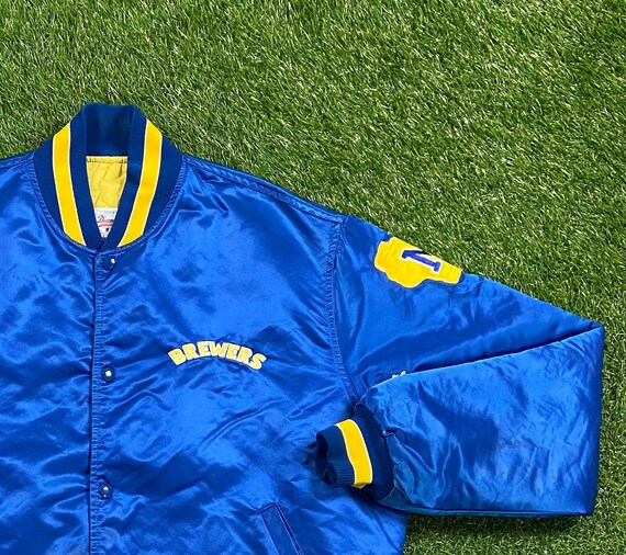 Vintage Milwaukee Brewers Varsity Bomber Jacket Starter Made USA Size Xtra Large XL MLB Baseball National League 1990s 90s Wisconsin