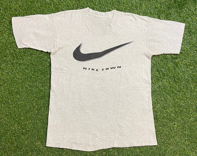 Vintage Nike Town T Shirt Tee Size Medium M Just Do It Classic Air Jordan Nike Swoosh Check Logo 1990s 90s