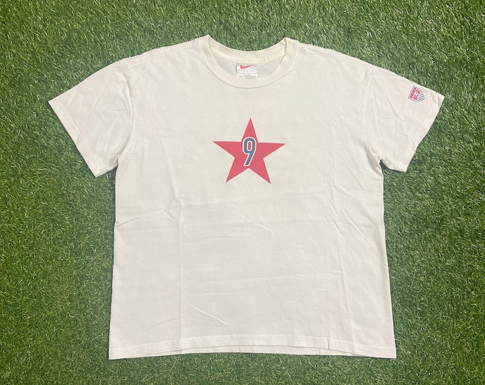 Vintage US Soccer T Shirt Tee Nike Made USA Size Large L Futbol MLS World Cup Messi Rinaldo Goal Girl 1990s 90s