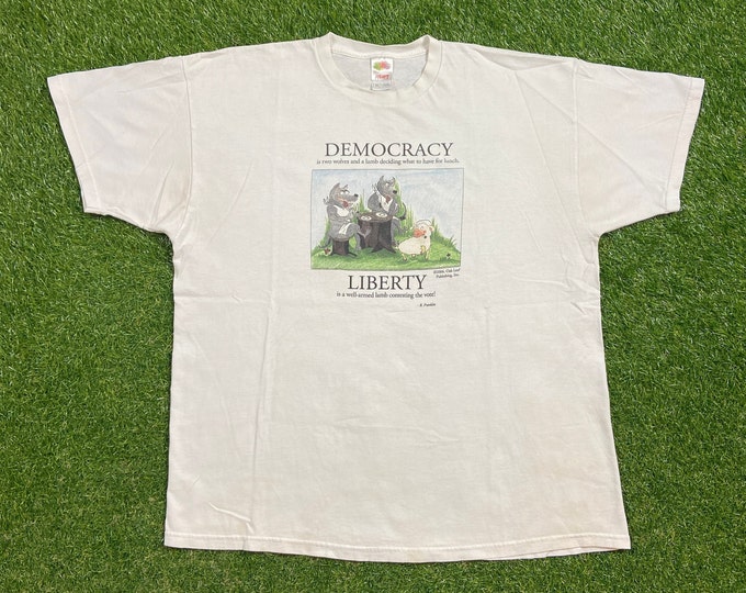 Vintage Ben Franklin T Shirt Tee Made USA Size XXL 2XL Democracy Liberty Freedom America Founding Father Politic 00s