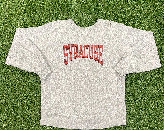Vintage Syracuse University Crewneck Sweatshirt Champion Reverse Weave USA Large L New York Orangemen NCAA College Basketball Ny Pull Over