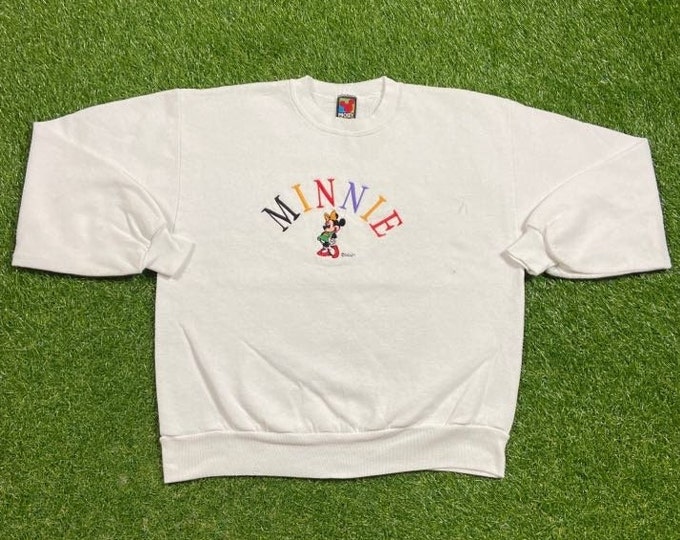 Vintage Minnie Mouse Crewneck Sweatshirt Made USA Size Large L Walt Disney World Magic Kingdom 1990s Classic 90s Magic Mickey Pull Over