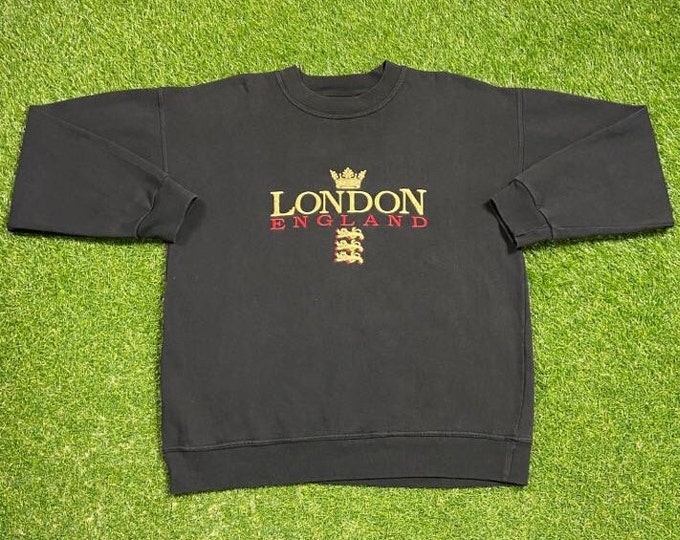 Vintage London England Crewneck Sweatshirt Size Large L United Kingdom UK Europe Euro 1990s 90s Pull Over Oversized
