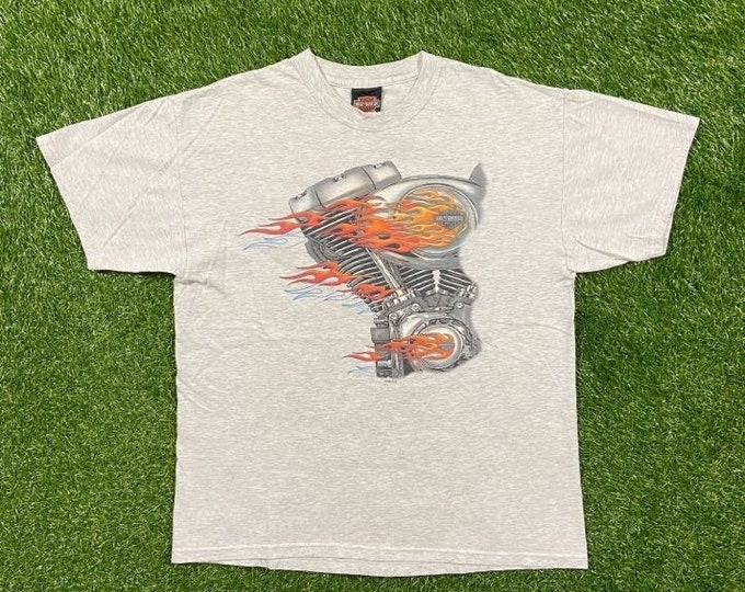Vintage Harley Davidson 2001 T Shirt Tee Made USA Size Large L HOG Reno Nevada 3D Eagle Motorcycle Truckers Biker 00s Classic