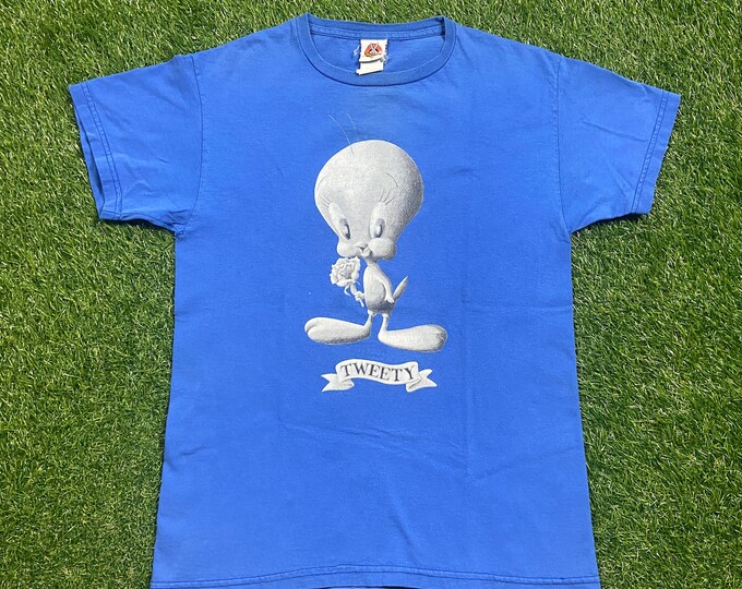 Vintage Tweety Bird T Shirt Tee Size Small S Looney Tunes Sylvester the Cat Warner Bros Classic Cartoon 1990s 90s