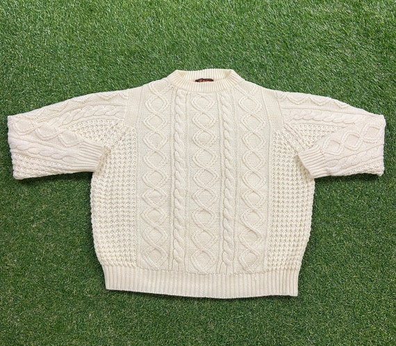 Vintage White Knitted Crewneck Sweater Size Large L Pull