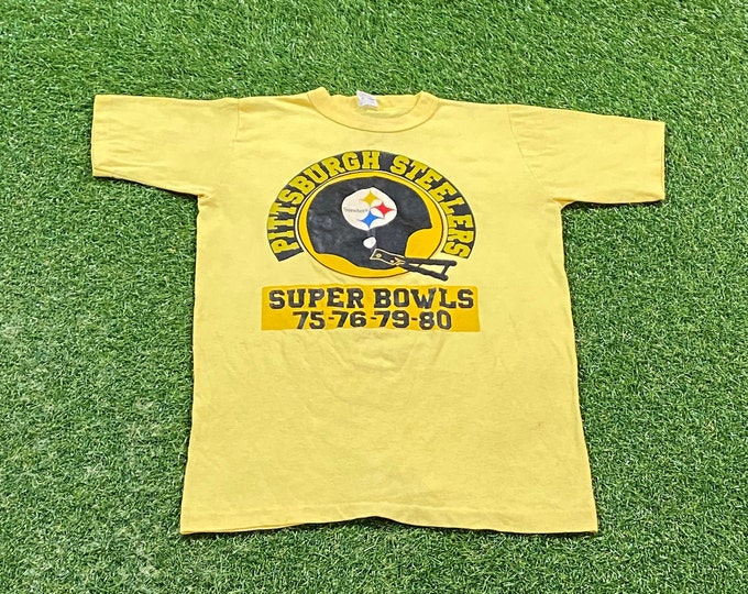 Vintage Pittsburgh Steelers Super Bowls T Shirt Tee Advertees Made USA Size Small S Pennsylvania NFL Football 70s 80s