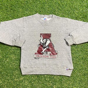 Vintage University of Alabama Crewneck Sweatshirt Russell Athletic Made USA Size Youth Small Crimson Tide NCAA College Football Roll Tide
