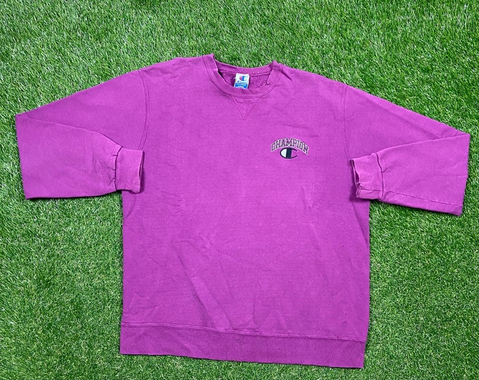 Vintage Purple Champion Crewneck Sweatshirt Size XXL 2XL Quality 1990's Oversized Comfy Great Fit Made USA Original 90s Pull Over Logo