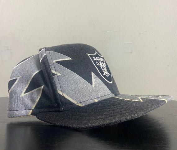 NFL Rare Team Apparel Oakland Raiders Logo Black White Gray Hat Cap Adj - Foto 8