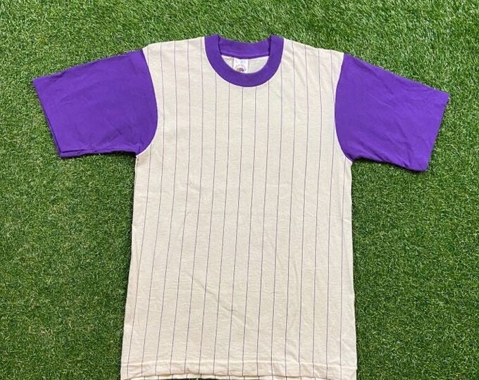 Vintage Striped Cool Pattern T Shirt Tee Fruit of the Loom Made USA Size Youth XL Classic Fit 1970s 70s