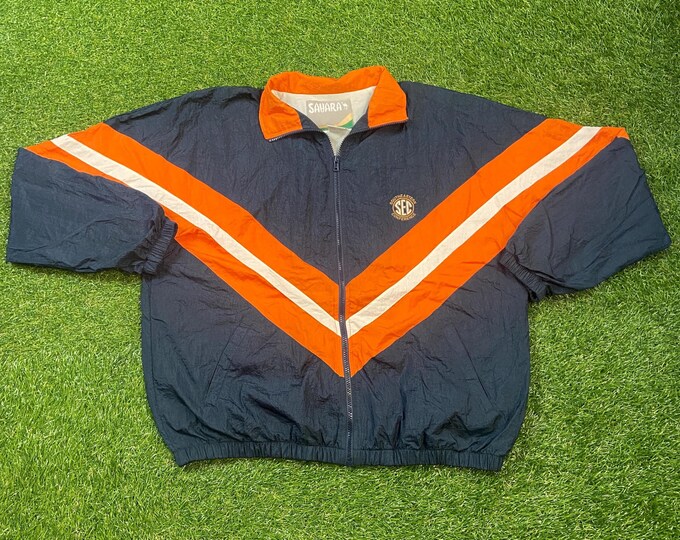 Vintage SEC Windbreaker Jacket Size Medium M Baton Rouge Louisiana NCAA College Southeastern Conference Light Rain Coat 1990s 90s