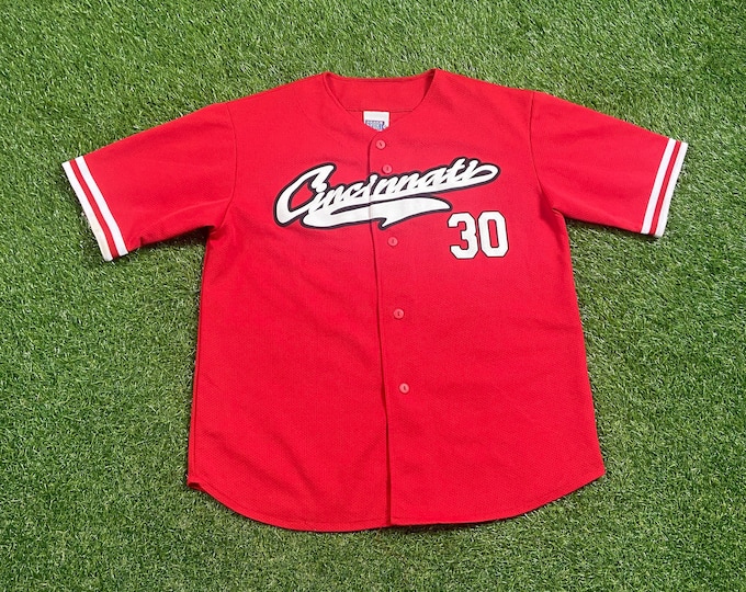 Vintage Cincinnati Reds Jersey Sport Attack Made USA Size Large L MLB Baseball Ken Griffey JR Ohio Cleveland 1990s 90s