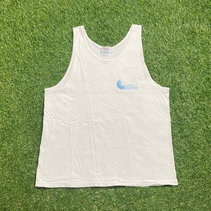 May include: White sleeveless tank top with a blue logo that says "Marine Resources Protection Program".
