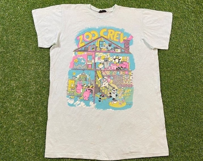 Vintage Zoo Crew T Shirt Tee OSFA Fits Like XXL 2XL Classic Children Cartoon Animation Sleep Wear Pajamas 1990s 90s