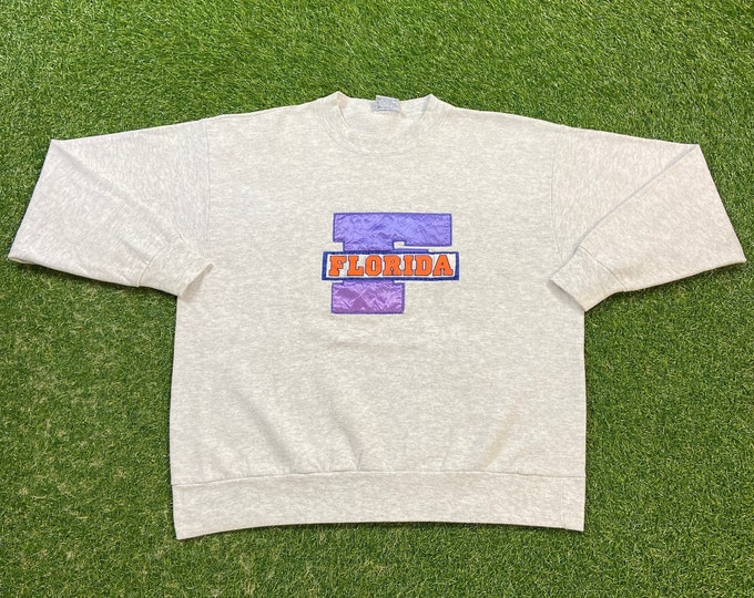 Vintage Gators University of Florida Crewneck Sweatshirt Made USA Size XXL 2XL Swamp UF Orange Blue Alligator Gainesville Pull Over 1990s