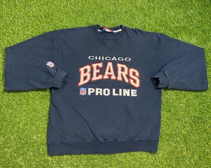 Vintage Chicago Bears Crewneck Sweatshirt Champion Size Large L NFL Football Illinois 1990s 90s Da Bears Pull Over Oversized
