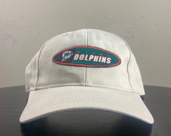 Vintage Miami Dolphins Strap Back Hat Cap Athletic OSFA NFL Football Florida FL Dan Marino 1990s 90s