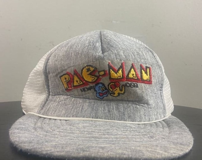 Vintage Pac-Man Snapback Hat OSFA Japanese Video Game Classic Namco Beat Em Up Arcade Game Computer Game Sega 1980s 80s