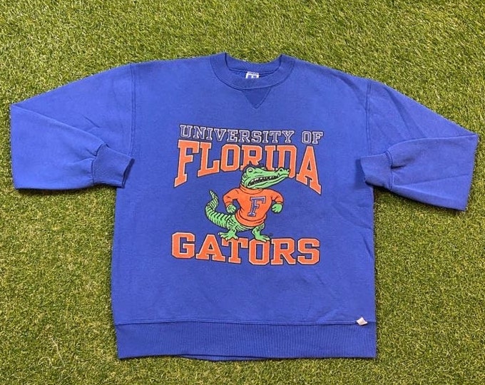 Vintage Gators University of Florida Crewneck Sweatshirt Made USA Size Xtra Large XL Swamp UF Orange Blue Alligator Gainesville Pull Over