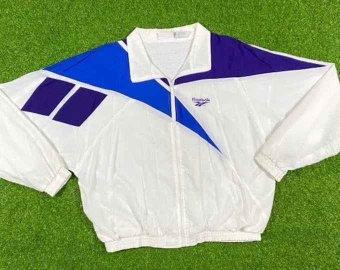 Vintage Reebok Windbreaker Jacket Zip Up Jacket Sportswear Xtra Large Athletic Wear Classic 90's 1990s Light Rain Jacket Coat XL Logo