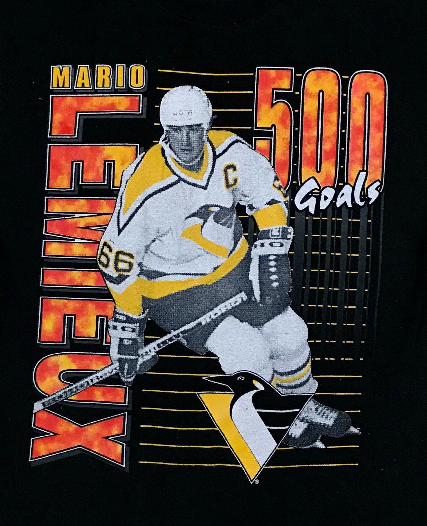 Vintage Pittsburgh Penguins Mario Lemieux Tee 1995 NHL Mens 