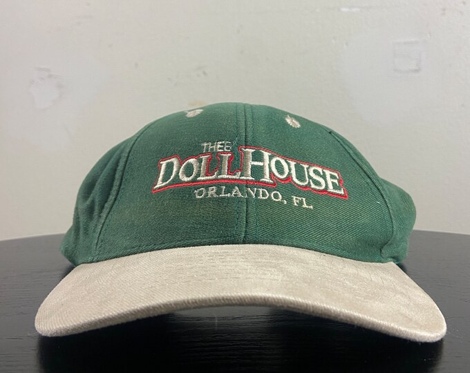Vintage The Doll House Strap Back Hat Mohr's OSFA World Class Men's Club Gentlemen Club Food & Bar Strip Club Orlando Florida 1990s 90s