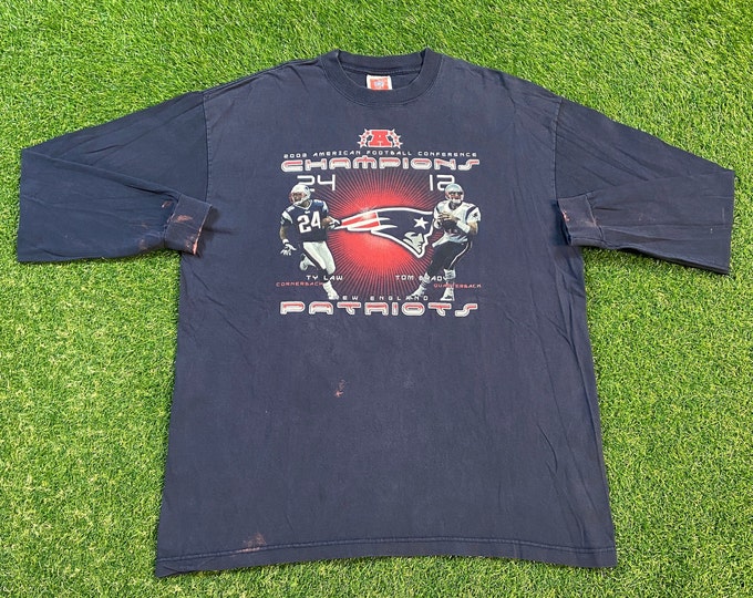 Vintage New England Patriots Long Sleeve Shirt Size Xtra Large XL NFL Football AFC 2003 Champions Boston Massachusetts Tom Brady 00s