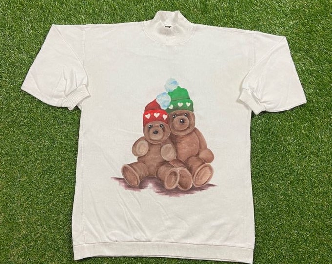 Vintage Teddy Bear Crewneck Sweatshirt Just Fitz Made USA Size Medium M Polo Ralph Lauren RL American Apparel Bear Comfy Warm