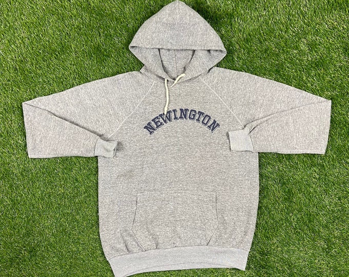 Vintage Newington College Hoodie Sweater Jostens Made USA Size Large Sydney Australia L Pull Over Sweatshirt Tri  Blend Rayon Hood 1980s 80s