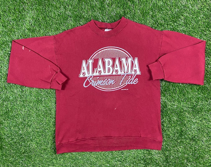 Vintage University of Alabama Crimson Tide NCAA Football Crewneck Sweatshirt Tee Jays Large Comfy Pull Over Roll Tide SEC 90s 1990s Bama