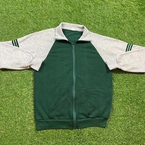 Vintage Warm Up Zip Up Track Sweater Made USA Size Large L 1980&#39;s 80&#39;s Cozy Comfy Rare Track Light Jacket Classic Original
