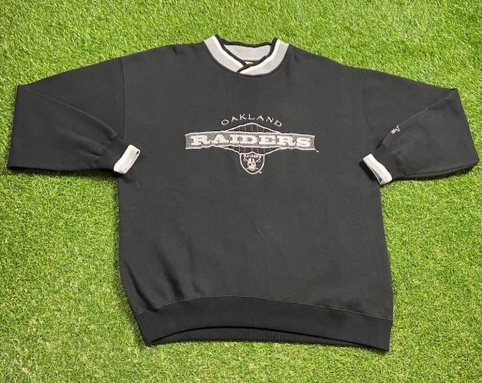 Vintage Oakland Raiders Crewneck Sweatshirt Starter Size Large L NFL Football Los Angeles California Las Vegas NWA Pull Over Oversized 90s