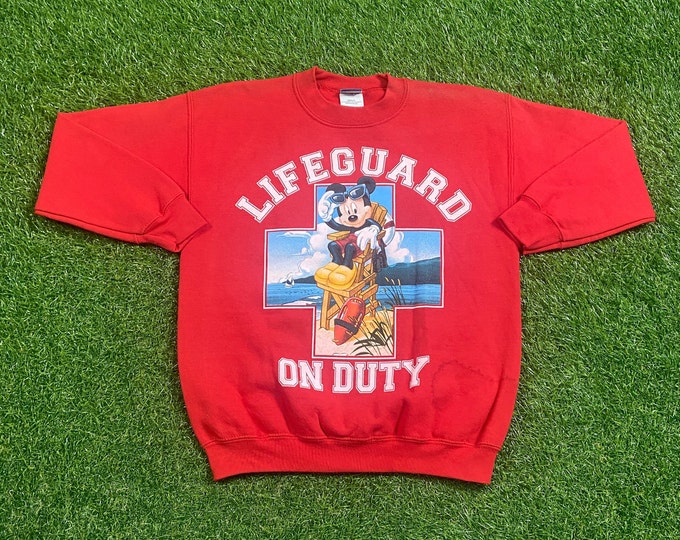 Vintage Mickey Mouse Crewneck Sweatshirt Size Youth Large Walt Disney World Magic Kingdom 1990s 90s Classic Magic Pull Over Oversized