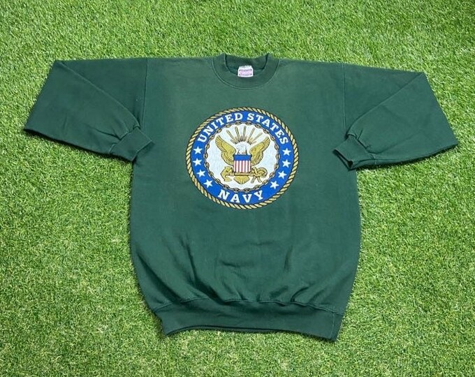 Vintage United States Navy Crewneck Sweatshirt Size Medium M Seal Team US Navy Marines Army Military Veteran 1990s 90s Pull Over Oversized