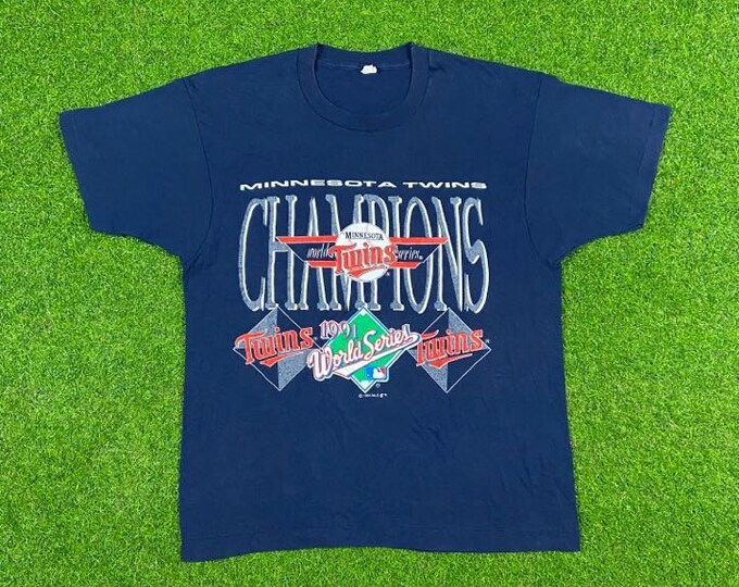 Vintage Minnesota Twins 1991 World Series Champions T Shirt Tee Screen Stars Made in USA Large MLB 1980s Classic Baseball 80s