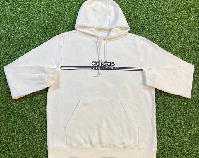 Vintage Adidas Hoodie Sweatshirt Size Large L RARE New York Three Stipes Classic Logo Original Pull Over Oversized 1990s 90s