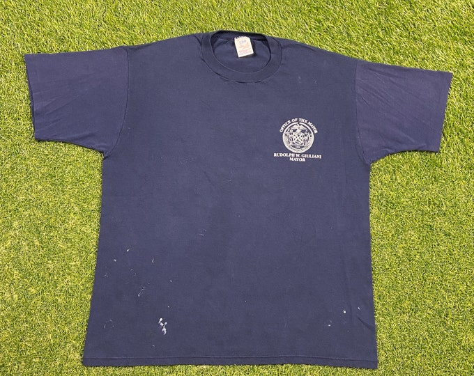 Vintage Rudolph Rudy W. Giuliani Office of the Mayor T Shirt Tee 390 Made USA Size Xtra Large XL New York City Mayor