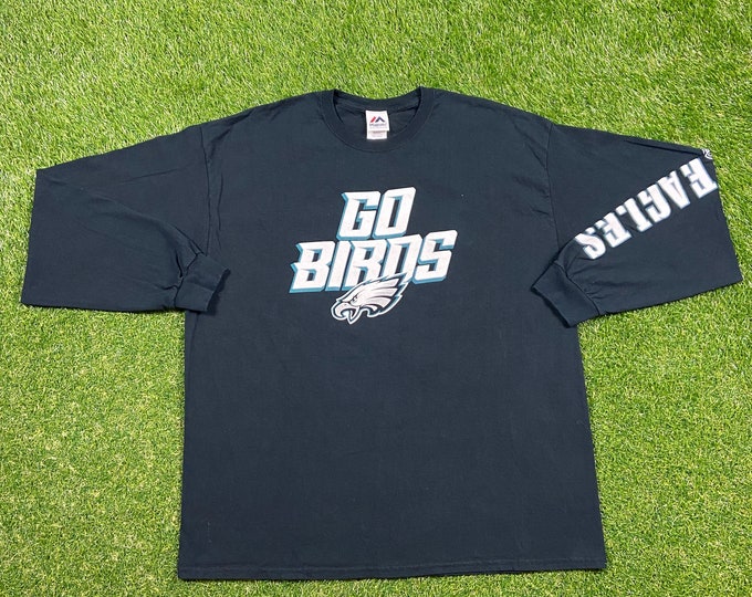 Vintage Philadelphia Eagles Long Sleeve T Shirt Tee Majestic Size XXL 2XL NFL Football NFC Pennsylvania 1990s 90s