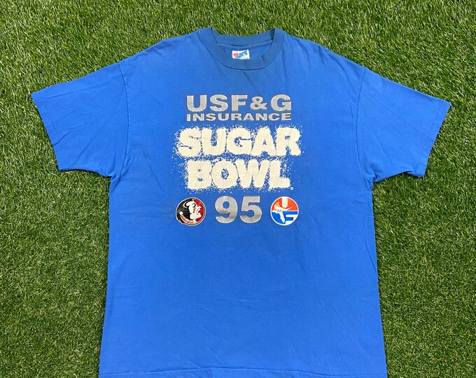 Vintage Florida Gators vs Florida State Seminoles 1995 Sugar Bowl T Shirt Tee Hanes Made USA Size Xtra Large XL NCAA College Football 90s