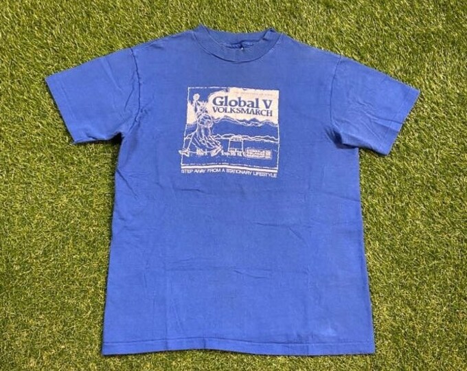 Vintage Global V Volksmarch T Shirt Tee Made USA Size Medium M United States Air Force US Military Army Navy Marines 1990s 90s