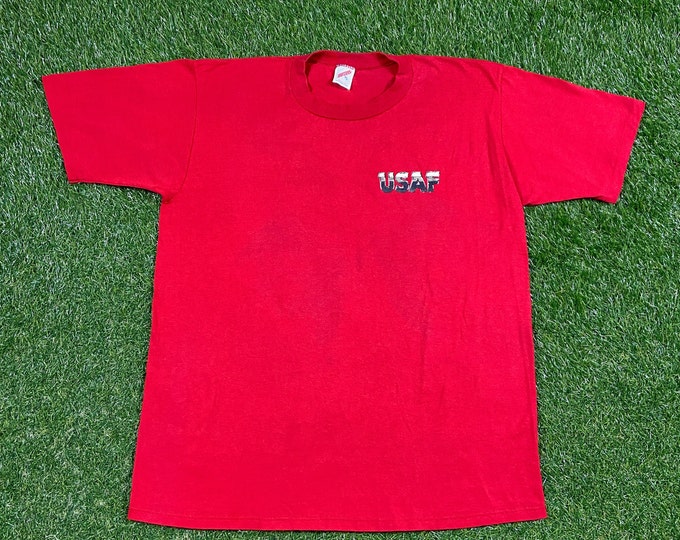 Vintage United States Air Force T Shirt Tee Jerzees Made USA Size Xtra Large XL Military 1990's 90's