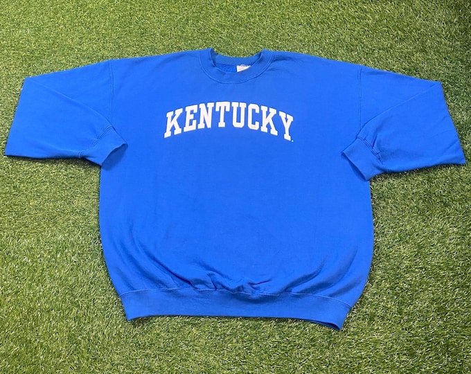 Vintage University of Kentucky Wildcats Crewneck Sweatshirt Size Xtra Large XL NCAA College Basketball Lexington Big Blue Pull Over 90s