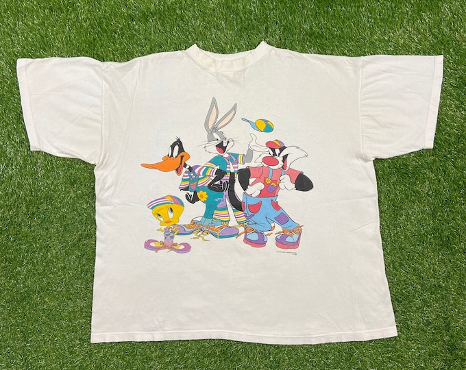 Vintage Looney Tunes 1996 T Shirt Tee Movie Teez Design Size XXL 2XL Bugs Bunny Warner Bros Classic Cartoon 1990s 90s